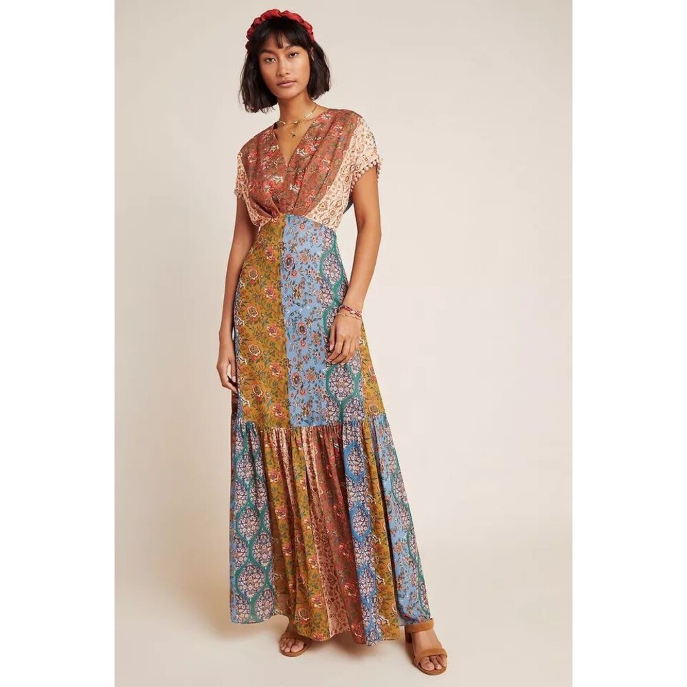 Sachin + Babi Multicolor Patchwork Maxi Dress - image 1